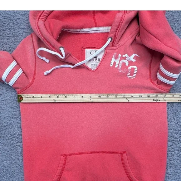Hollister Y2K Hoodie Women L Pink Ombré SoCal Surf Fleece Preppy Coastal - Picture 10 of 11